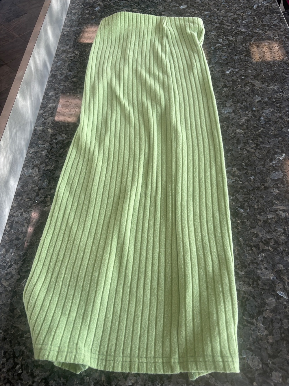 Urban Outfitters light green Ribbed Maxi Skirt - Fitted Knit Silhouette
